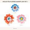 MACKENZIE-CHILDS Set of 3 Decorative Magnets, Magnetic Art for Metal Items and Refrigerator Decor, Dolce Vita Flower