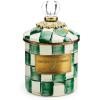 MACKENZIE-CHILDS Royal Check Enamel Canister, Blue-and-White Kitchen Storage Container with Lid, Demi(Emerald Check)
