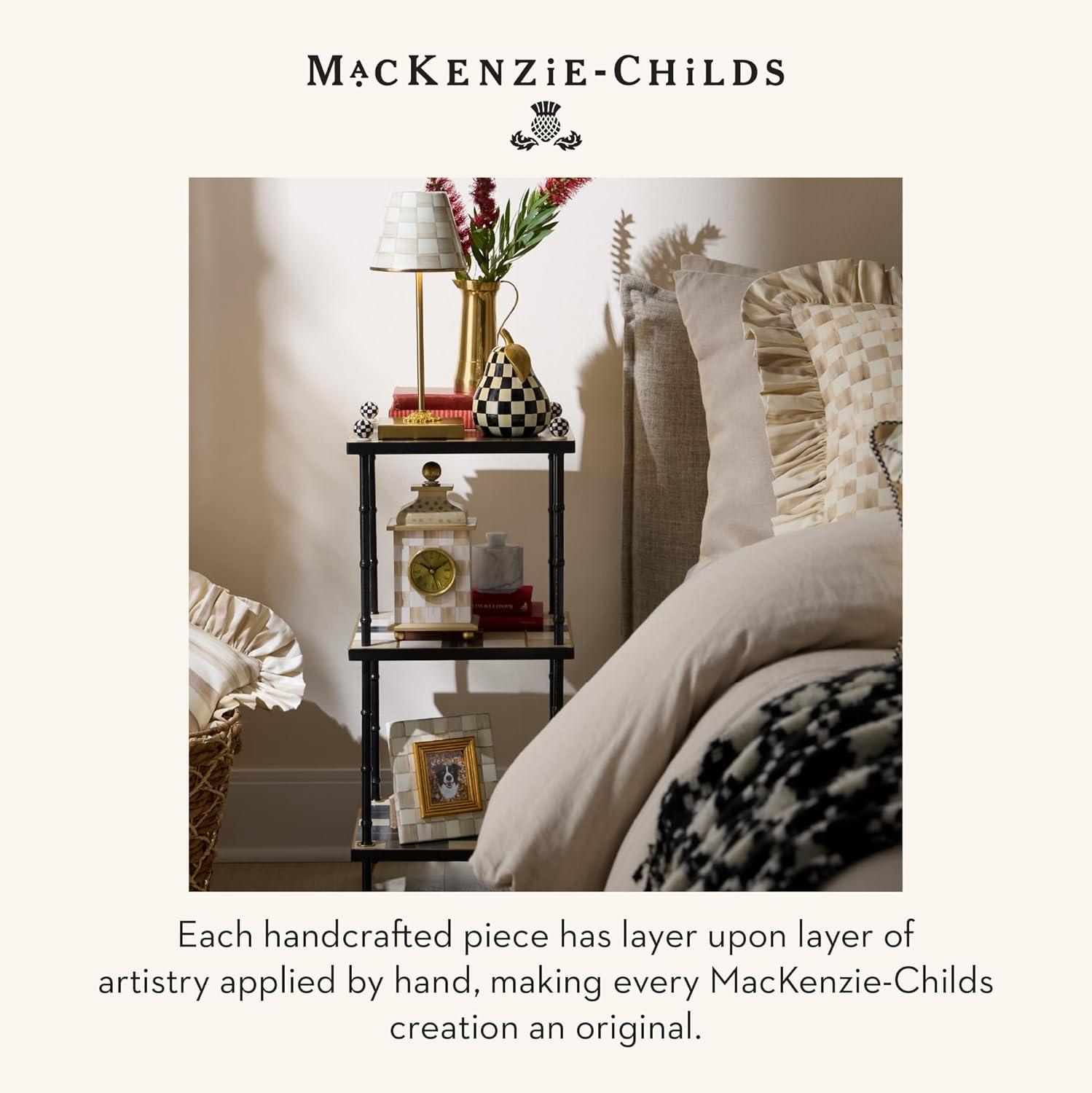 imageMACKENZIECHILDS LED Rechargeable Cafe Table Lamp Cordless Decorative Lamp GreenandWhite Emerald CheckMocha Check