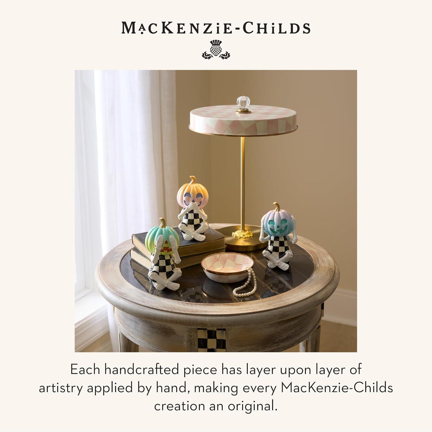 imageMACKENZIECHILDS LED Rechargeable Disk Table Lamp Cordless Touch Lamp GrayandWhite Sterling CheckRosy Check