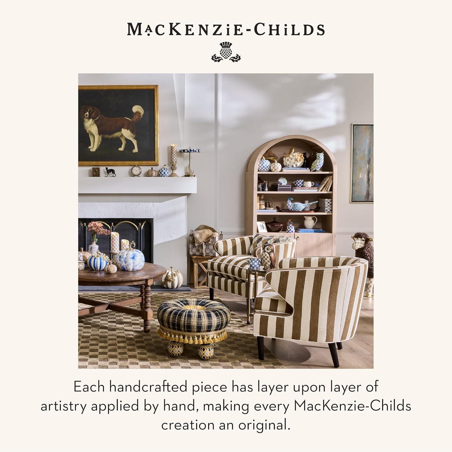 imageMACKENZIECHILDS LED Rechargeable Disk Table Lamp Cordless Touch Lamp GrayandWhite Sterling CheckRoyal Check