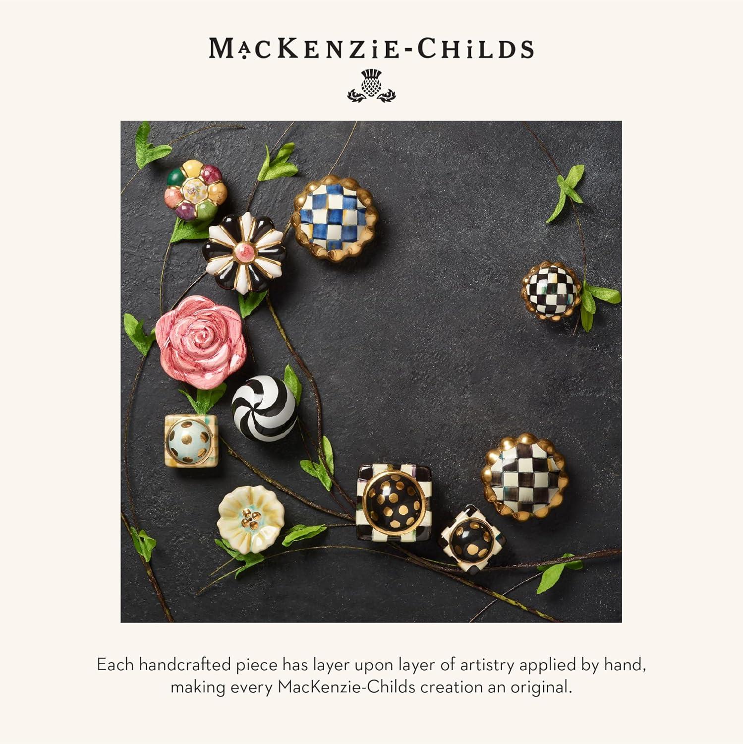 imageMACKENZIECHILDS Petit Four Platinum Round Knob Decorative Drawer and Cabinet Handle BlackandWhite Courtly CheckNo Color