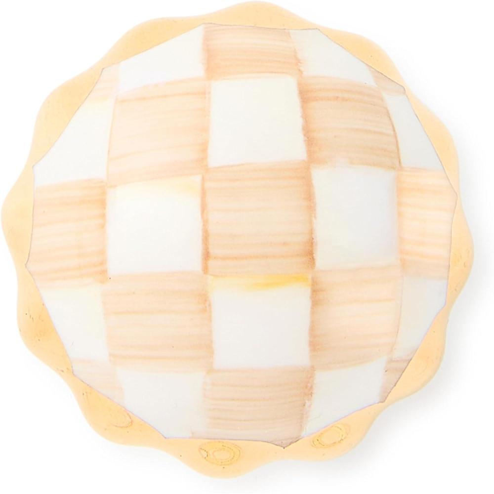 imageMACKENZIECHILDS Petit Four Platinum Round Knob Decorative Drawer and Cabinet Handle BlackandWhite Courtly CheckMocha Check