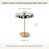MACKENZIE-CHILDS LED Rechargeable Disk Table Lamp, Cordless Touch Lamp, Gray-and-White Sterling Check(Courtly Check)