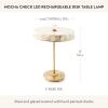 MACKENZIE-CHILDS LED Rechargeable Disk Table Lamp, Cordless Touch Lamp, Gray-and-White Sterling Check(Mocha Check)