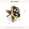 MACKENZIE-CHILDS Petal Knob, Decorative Drawer Pull Knob, Black-and-White Courtly Check