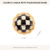 MACKENZIE-CHILDS Petit Four Platinum Round Knob, Decorative Drawer and Cabinet Handle, Black-and-White Courtly Check(No Color)