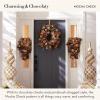 MACKENZIE-CHILDS Wreath Hanger, Door Hanger for Christmas Wreaths or Seasonal Decor, Black-and-White Courtly Check(Mocha Check)