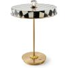 MACKENZIE-CHILDS LED Rechargeable Disk Table Lamp, Cordless Touch Lamp, Gray-and-White Sterling Check(Courtly Check)