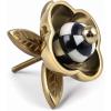 MACKENZIE-CHILDS Petal Knob, Decorative Drawer Pull Knob, Black-and-White Courtly Check