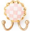 MACKENZIE-CHILDS Round Hook, Decorative Wall Hook, Brown-and-White Mocha Check(Rosy Check)
