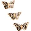 MACKENZIE-CHILDS Set of 3 Decorative Magnets, Magnetic Art for Metal Items and Refrigerator Decor, Courtly Check Butterfly