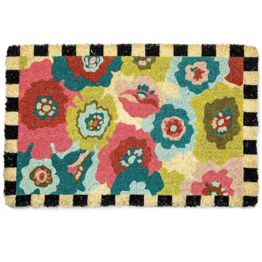 imageMACKENZIECHILDS Entrance Mat Decorative Outdoor Front Door Mat Coir Door Mat Always FlowersAlways Flowers
