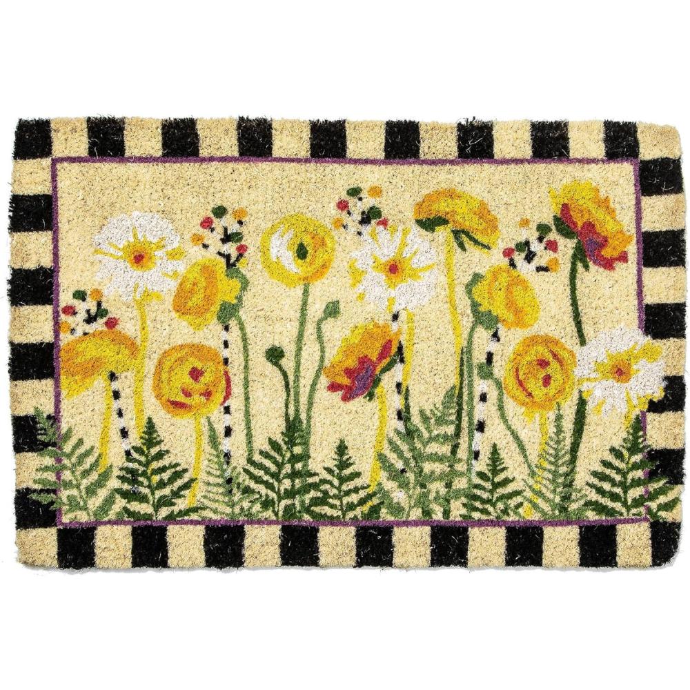 imageMACKENZIECHILDS Entrance Mat Decorative Outdoor Front Door Mat Coir Door Mat Always FlowersEverything is Coming Up Daisies