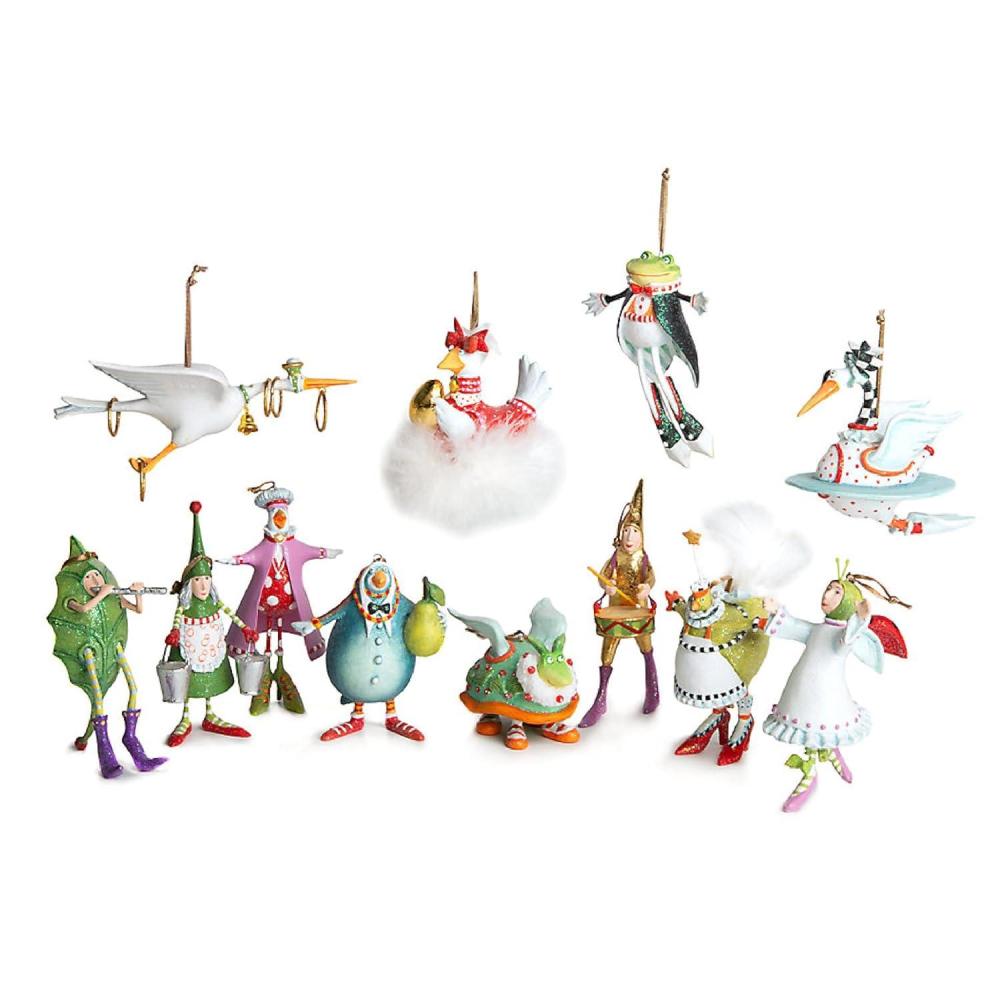 imageMACKENZIECHILDS Patience Brewster 12 Days Christmas Ornament Decorative Hanging Ornament for Christmas Tree 9 Drummers DrummingMini Ornaments Set