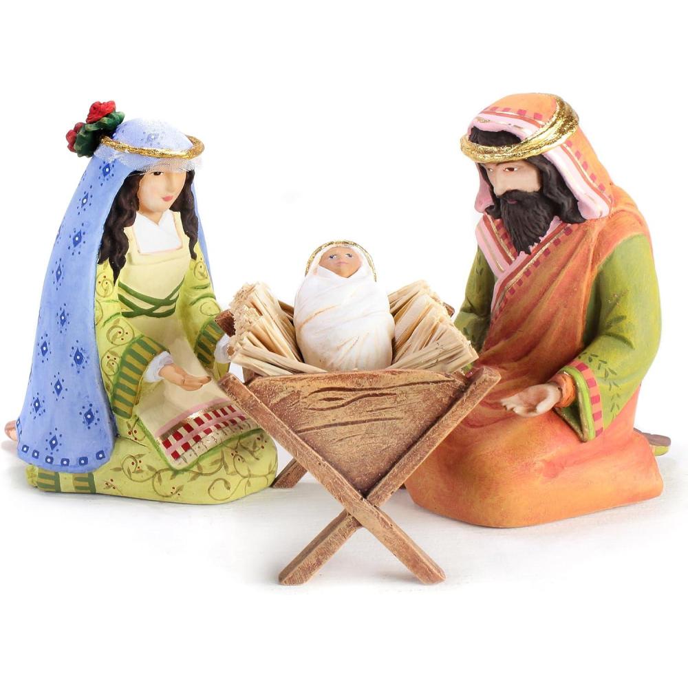 imageMACKENZIECHILDS Patience Brewster Nativity Cherub Angels Arch Set Nativity Scene Christmas Decor Set of 4 FiguresHoly Family