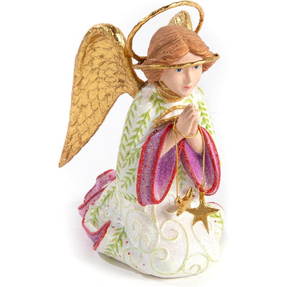 imageMACKENZIECHILDS Patience Brewster Nativity Cherub Angels Arch Set Nativity Scene Christmas Decor Set of 4 FiguresPraying Angel