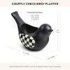 MACKENZIE-CHILDS Birdy Planter, Decorative Garden Planter, Black-and-White Courtly Check