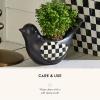 MACKENZIE-CHILDS Birdy Planter, Decorative Garden Planter, Black-and-White Courtly Check