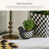 MACKENZIE-CHILDS Birdy Planter, Decorative Garden Planter, Black-and-White Courtly Check