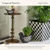 MACKENZIE-CHILDS Birdy Planter, Decorative Garden Planter, Black-and-White Courtly Check