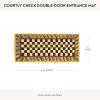MACKENZIE-CHILDS Double-Door Entrance Mat, Decorative Outdoor Coir Doormat, Double Front-Door Mat and Welcome Mat, Welcome Checked(Courtly Check)