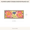 MACKENZIE-CHILDS Double-Door Entrance Mat, Decorative Outdoor Coir Doormat, Double Front-Door Mat and Welcome Mat, Welcome Checked(Flower Market)