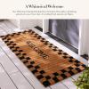 MACKENZIE-CHILDS Double-Door Entrance Mat, Decorative Outdoor Coir Doormat, Double Front-Door Mat and Welcome Mat, Welcome Checked(Welcome Checked)