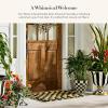 MACKENZIE-CHILDS Double-Door Entrance Mat, Decorative Outdoor Coir Doormat, Double Front-Door Mat and Welcome Mat, Welcome Checked(Woven Check)