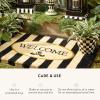 MACKENZIE-CHILDS Entrance Mat, Decorative Outdoor Front Door Mat, Coir Door Mat, Always Flowers(Awning Stripe)