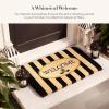 MACKENZIE-CHILDS Entrance Mat, Decorative Outdoor Front Door Mat, Coir Door Mat, Always Flowers(Awning Stripe)