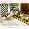 MACKENZIE-CHILDS Entrance Mat, Decorative Outdoor Front Door Mat, Coir Door Mat, Always Flowers(Black)