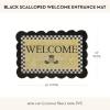 MACKENZIE-CHILDS Entrance Mat, Decorative Outdoor Front Door Mat, Coir Door Mat, Always Flowers(Black Scalloped)