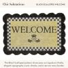 MACKENZIE-CHILDS Entrance Mat, Decorative Outdoor Front Door Mat, Coir Door Mat, Always Flowers(Black Scalloped)