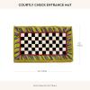 MACKENZIE-CHILDS Entrance Mat, Decorative Outdoor Front Door Mat, Coir Door Mat, Always Flowers(Courtly Check)