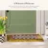 MACKENZIE-CHILDS Entrance Mat, Decorative Outdoor Front Door Mat, Coir Door Mat, Always Flowers(Courtly Check)