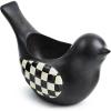 MACKENZIE-CHILDS Birdy Planter, Decorative Garden Planter, Black-and-White Courtly Check