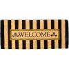 MACKENZIE-CHILDS Double-Door Entrance Mat, Decorative Outdoor Coir Doormat, Double Front-Door Mat and Welcome Mat, Welcome Checked(Awning Stripe)