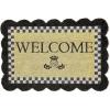 MACKENZIE-CHILDS Entrance Mat, Decorative Outdoor Front Door Mat, Coir Door Mat, Always Flowers(Black Scalloped)