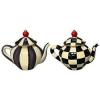 MACKENZIE-CHILDS Set of 2 Decorative Magnets, Magnets for Refrigerator Decor, Black-and-White Courtly Check Ladybug(Teapot)