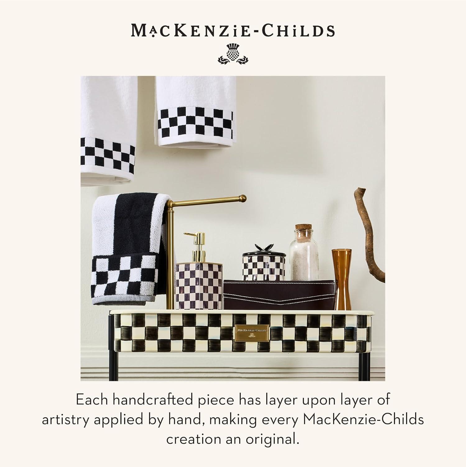 imageMACKENZIECHILDS Ceramic Trinket Box Decorative Storage Box for Home Use BlackandWhite Courtly Check Butterfly