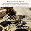 MACKENZIE-CHILDS Ceramic Trinket Box, Decorative Storage Box for Home Use, Black-and-White Courtly Check Butterfly