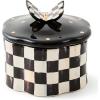 MACKENZIE-CHILDS Ceramic Trinket Box, Decorative Storage Box for Home Use, Black-and-White Courtly Check Butterfly