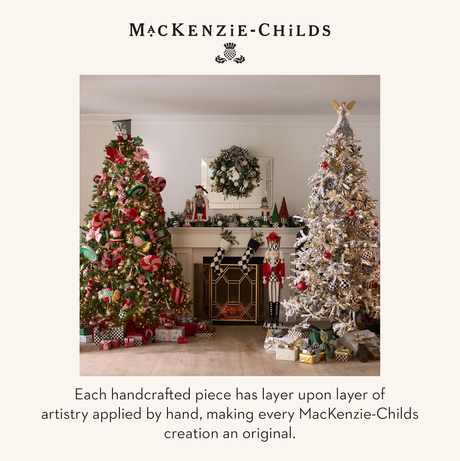 imageMACKENZIECHILDS Set of 4 Glass Ornaments Christmas Tree Decorations Check It Out SantaGingerbread House