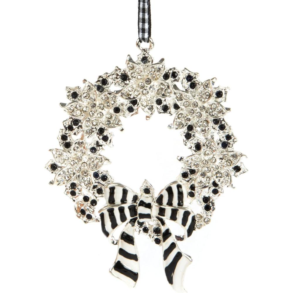 imageMACKENZIECHILDS Wreath Christmas Ornament Metal Christmas Tree Ornament Silent Night