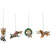 MACKENZIE-CHILDS Set of 4 Dog Ornaments, Christmas Tree Ornament, Check It Out