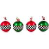 MACKENZIE-CHILDS Set of 4 Glass Ornaments, Christmas Tree Decorations, Check It Out Santa(Check-It Out Santa)