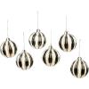 MACKENZIE-CHILDS Set of 4 Glass Ornaments, Christmas Tree Decorations, Check It Out Santa(Courtly Noel Stripe)