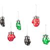 MACKENZIE-CHILDS Set of 4 Glass Ornaments, Christmas Tree Decorations, Check It Out Santa(Holiday Mitten)
