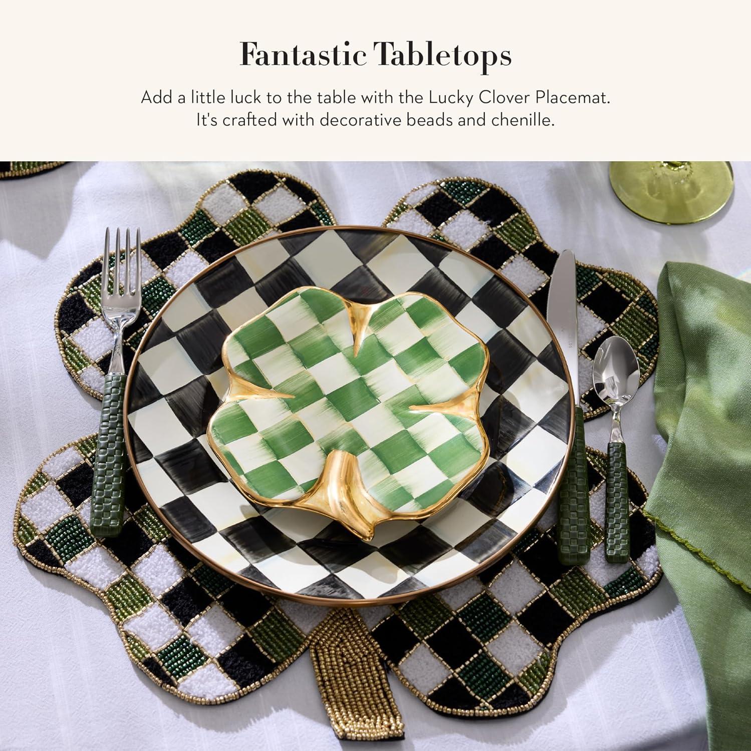 imageMACKENZIECHILDS Beaded Placemat Indoor Table Mat Lucky Clover